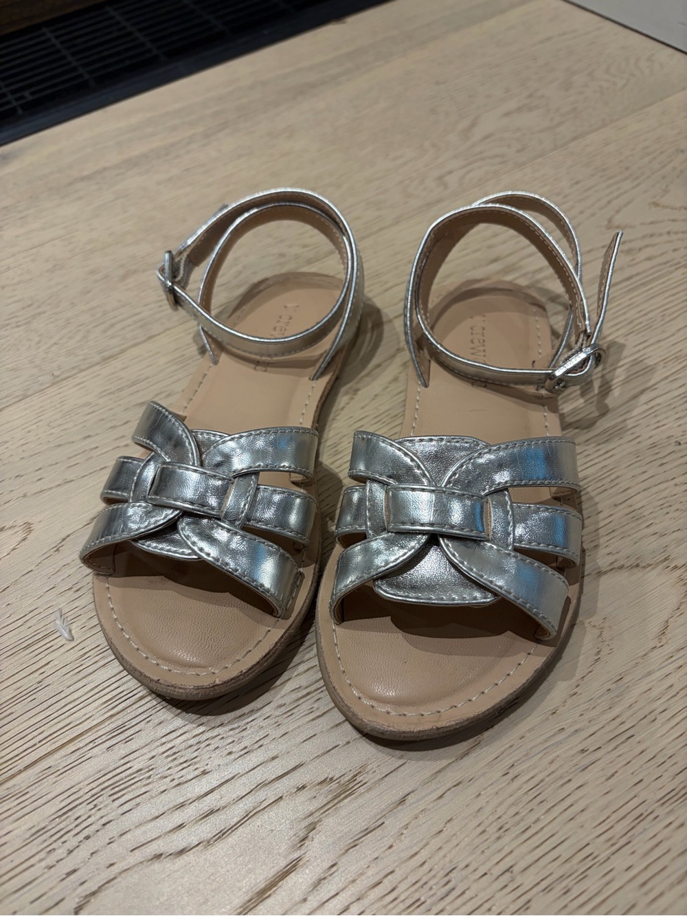 Girls' J. Crew Metallic Silver Sandals